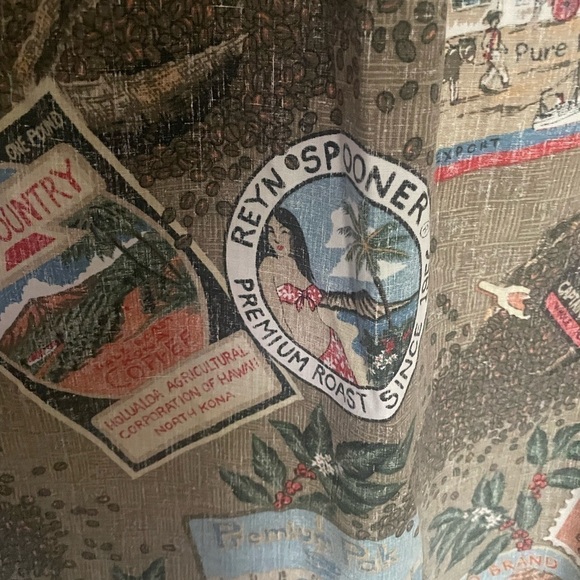 REYN SPOONER “KONA COFFE” vintage Hawaiian shirt premium roast Kona koast- Large - Picture 10 of 11